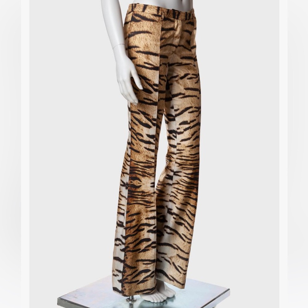 Roberto Cavalli Brown and Black Animal Print Trousers